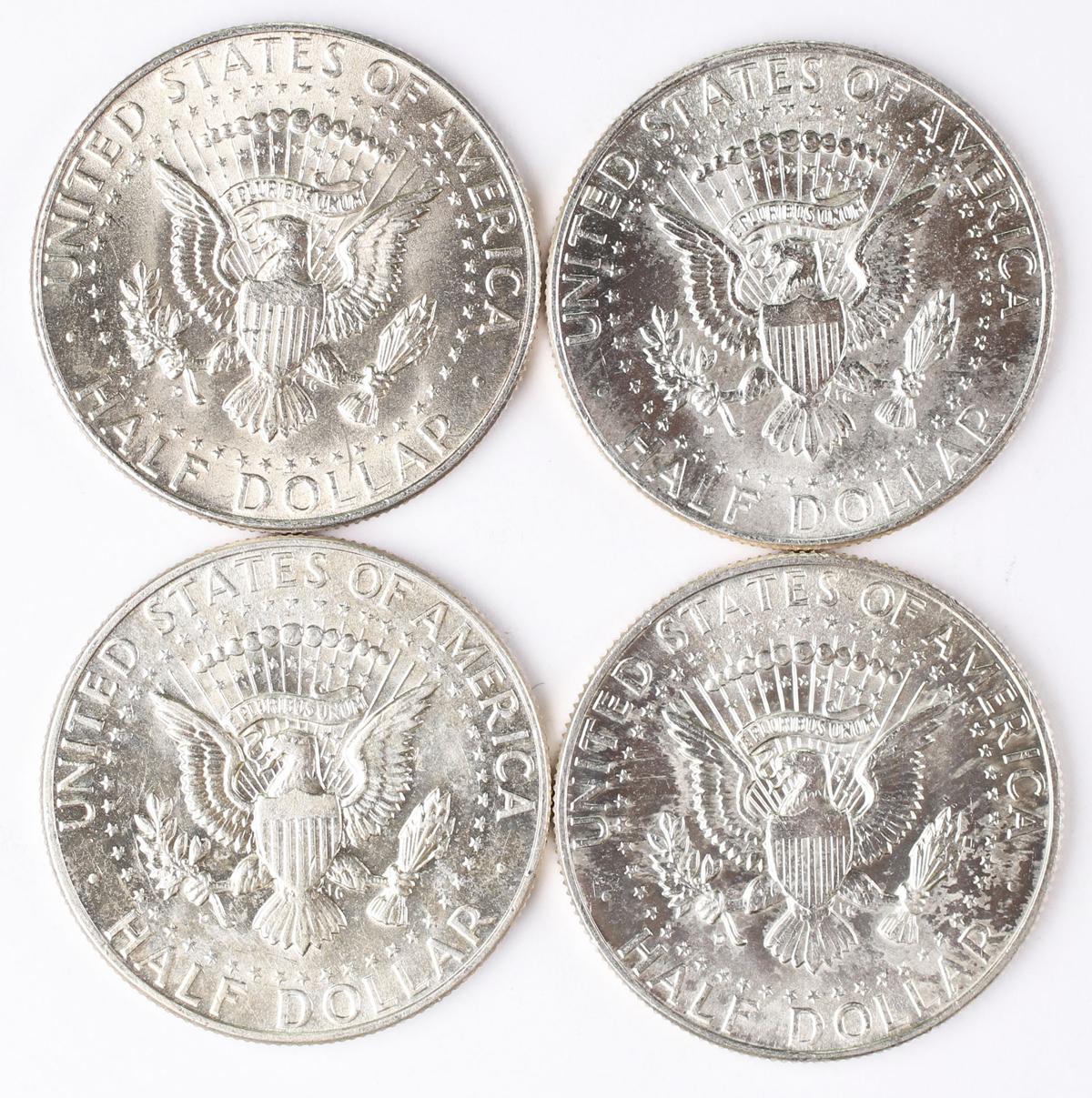 4 1964-D Kennedy Half Dollars