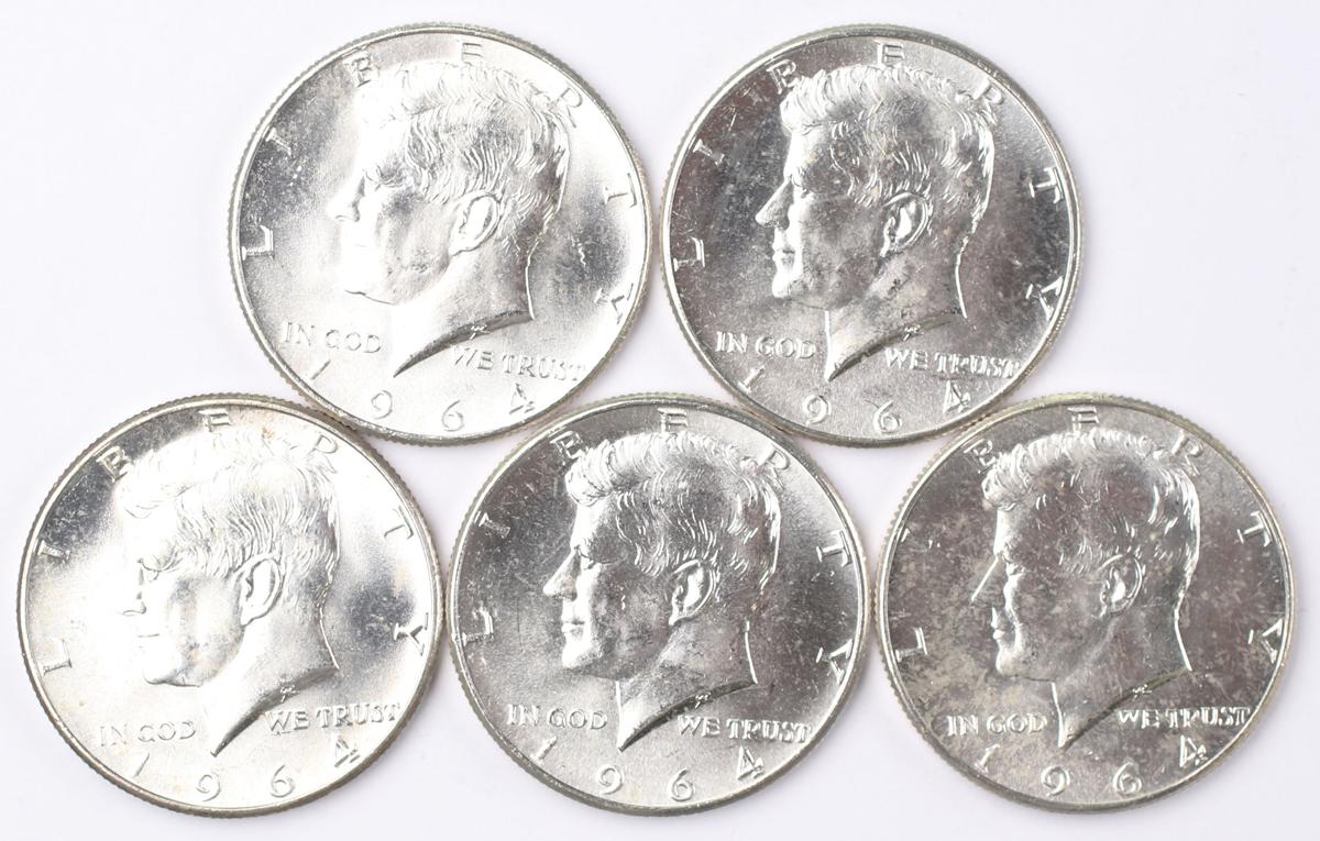 5 1964-P Kennedy Half Dollars