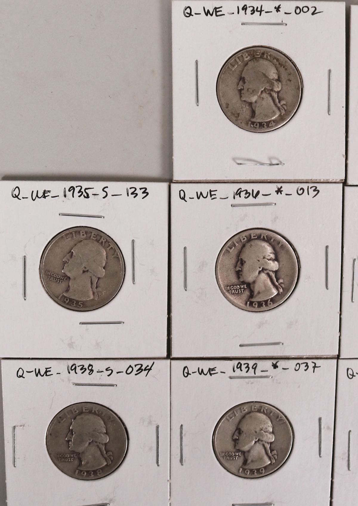 10 Washington Silver Quarters