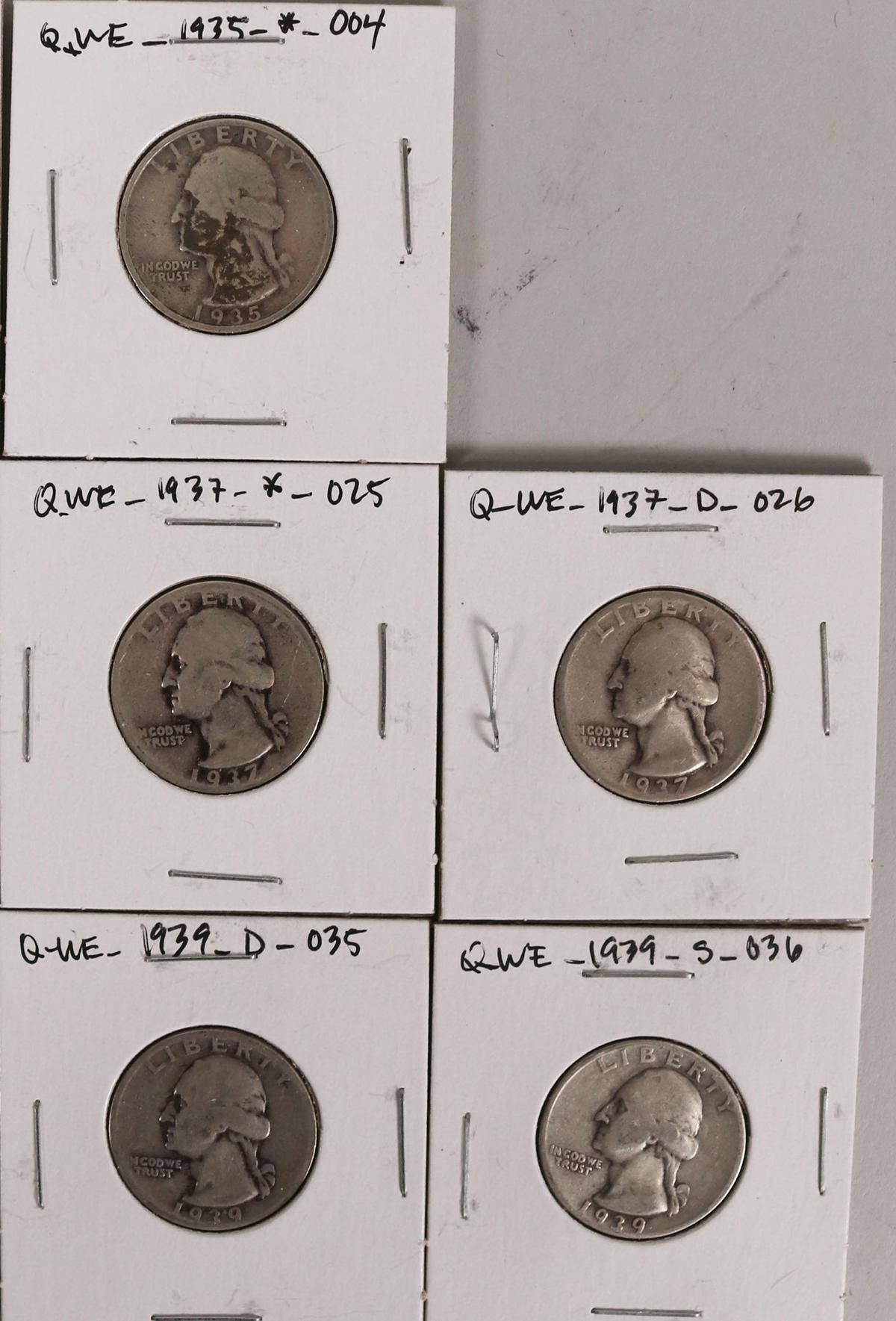 10 Washington Silver Quarters