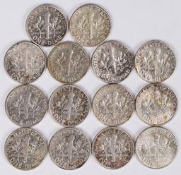 14 Roosevelt Silver Dimes, various dates/mints