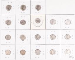 18 Mercury Silver Dimes, various dates/mints