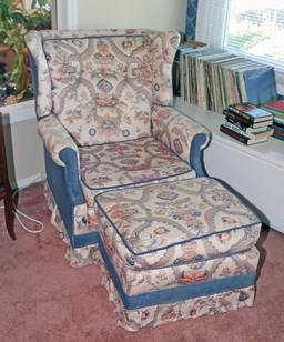 Upholstered Arm Chair w/ Ottoman