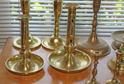 5 Pair of Brass Candlesticks