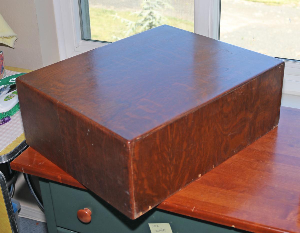 Antique Oak 2 Drawer Card File Cabinet