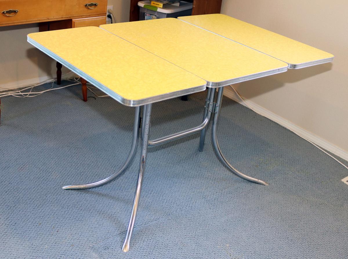 Vintage Formica Top Chrome Drop Leaf Table