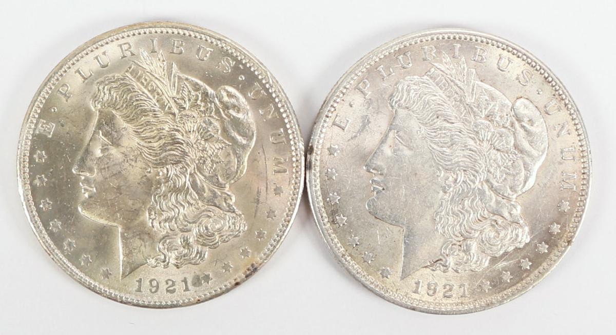 2 - 1921-P Morgan Silver Dollars