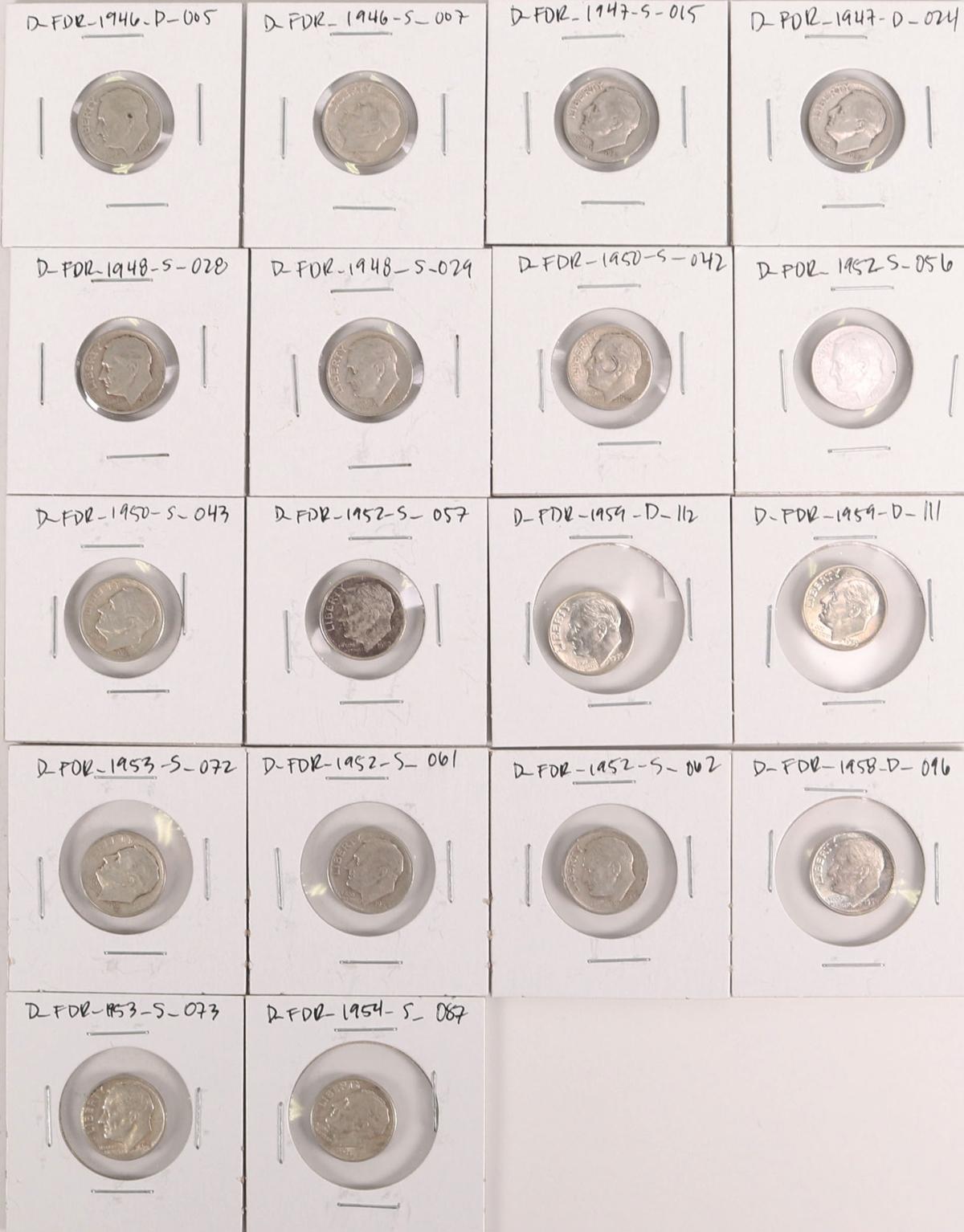 18 Roosevelt Silver Dimes - Various Dates/Mints