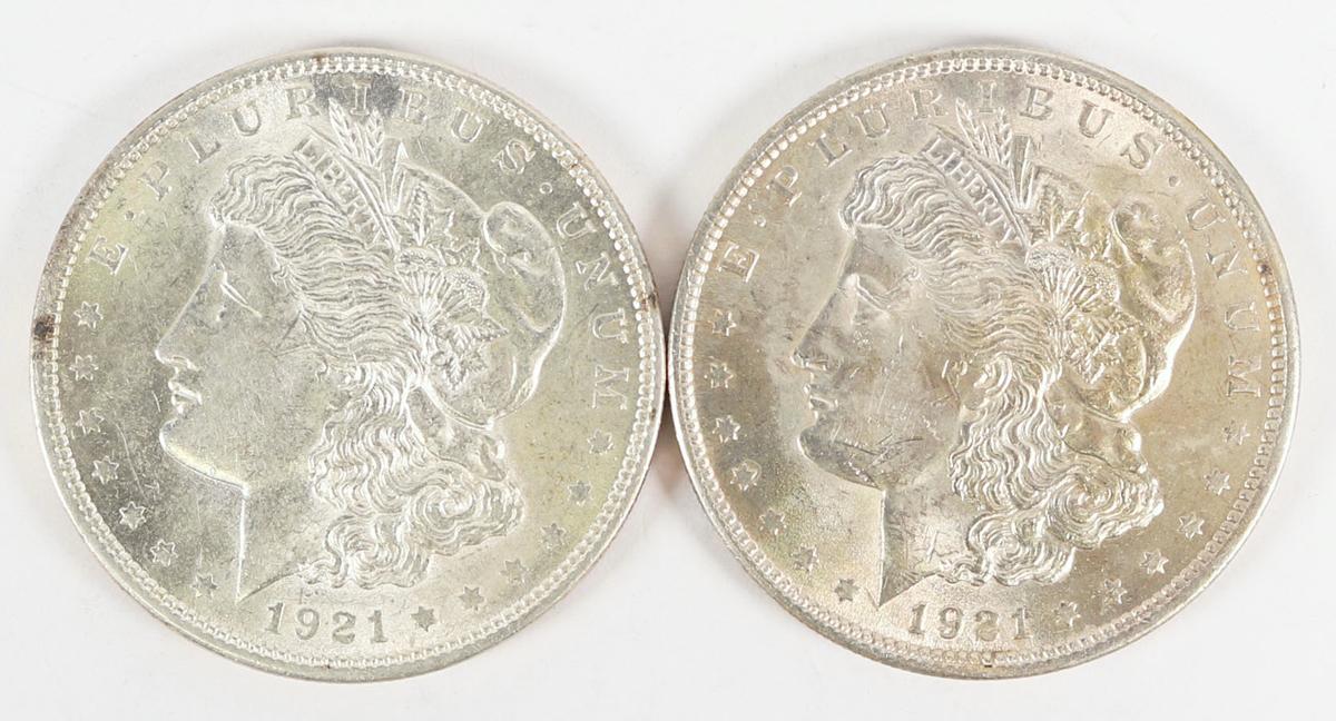 2 - 1921-P Morgan Silver Dollars