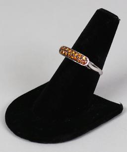 .925 Ring with Yellow Colored Stones, Sz. 9