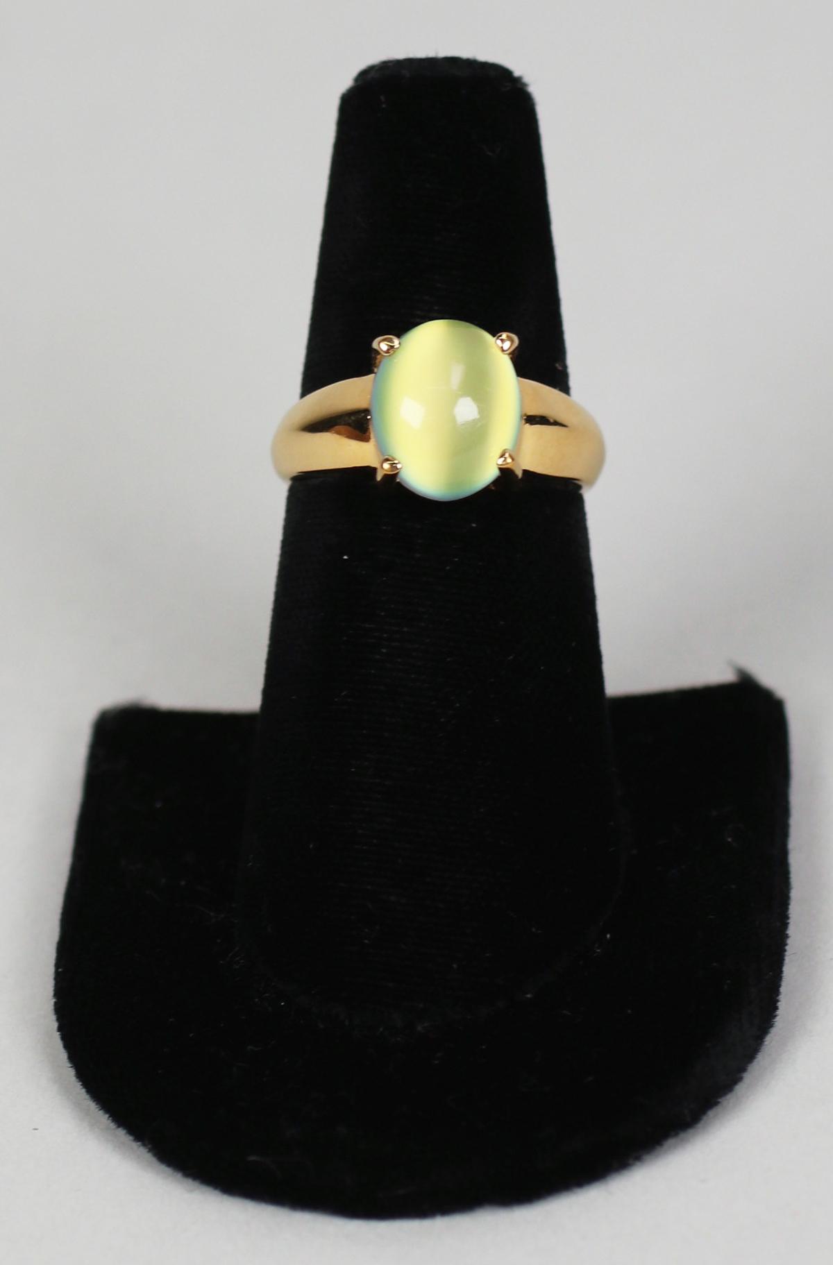 .925 Yellow Moonstone Type Ring, Sz. 8