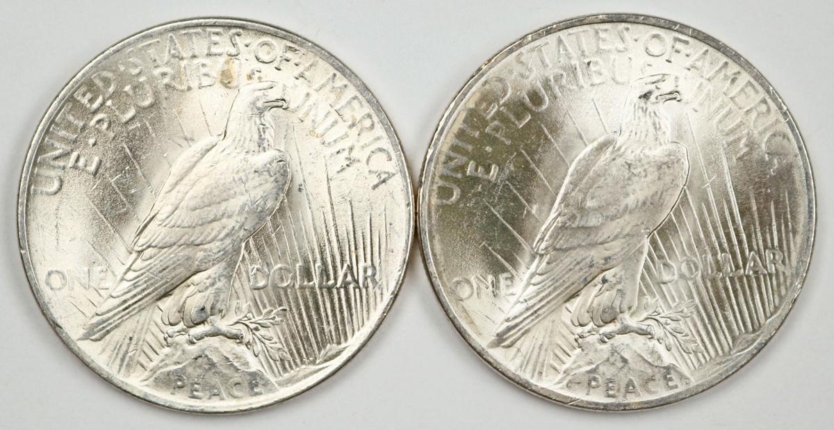 2 - 1922-P Peace Silver Dollars