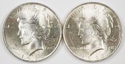 2 - 1922-P Peace Silver Dollars