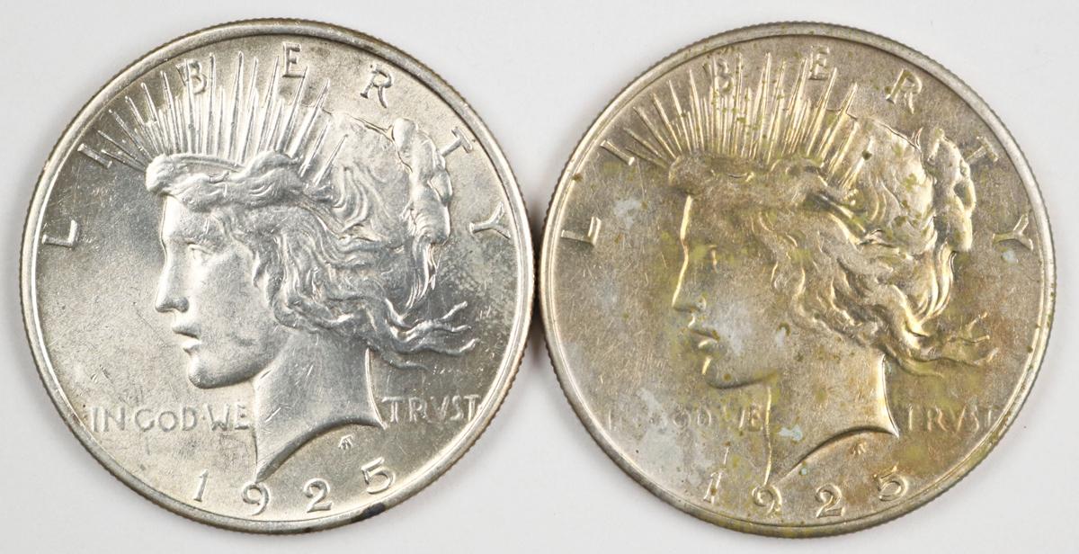 2 - 1925-P Peace Silver Dollars