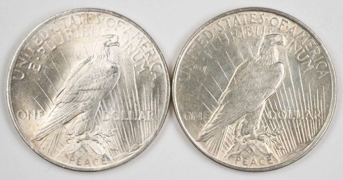 2 - 1922-P Peace Silver Dollars