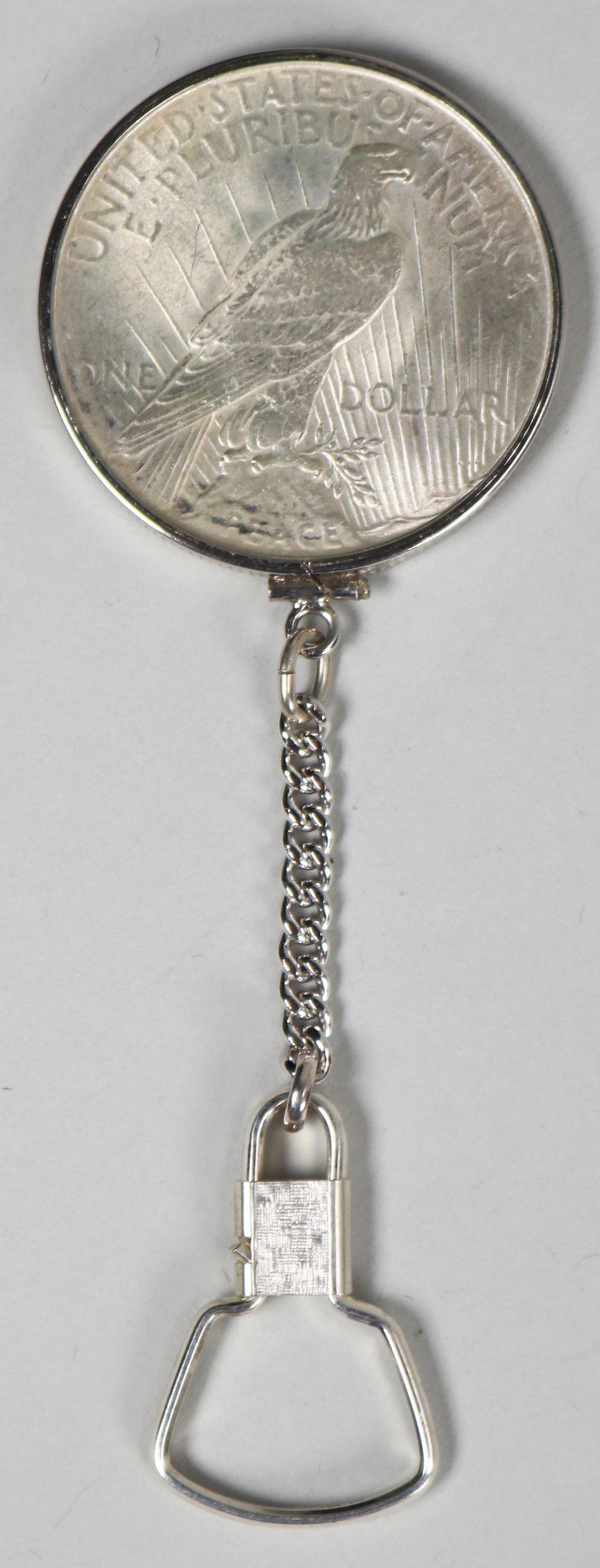 1923-P Peace Silver Dollar on Sterling Key Chain