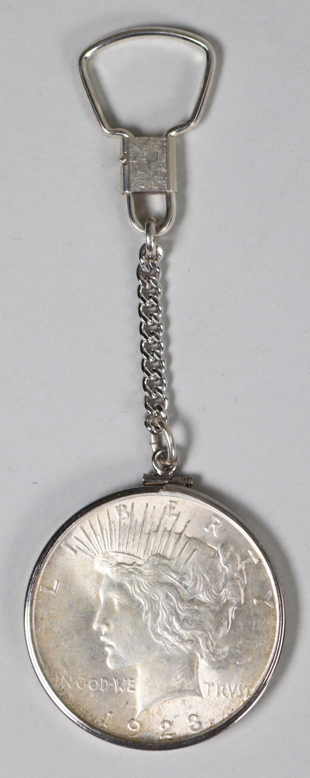 1923-P Peace Silver Dollar on Sterling Key Chain