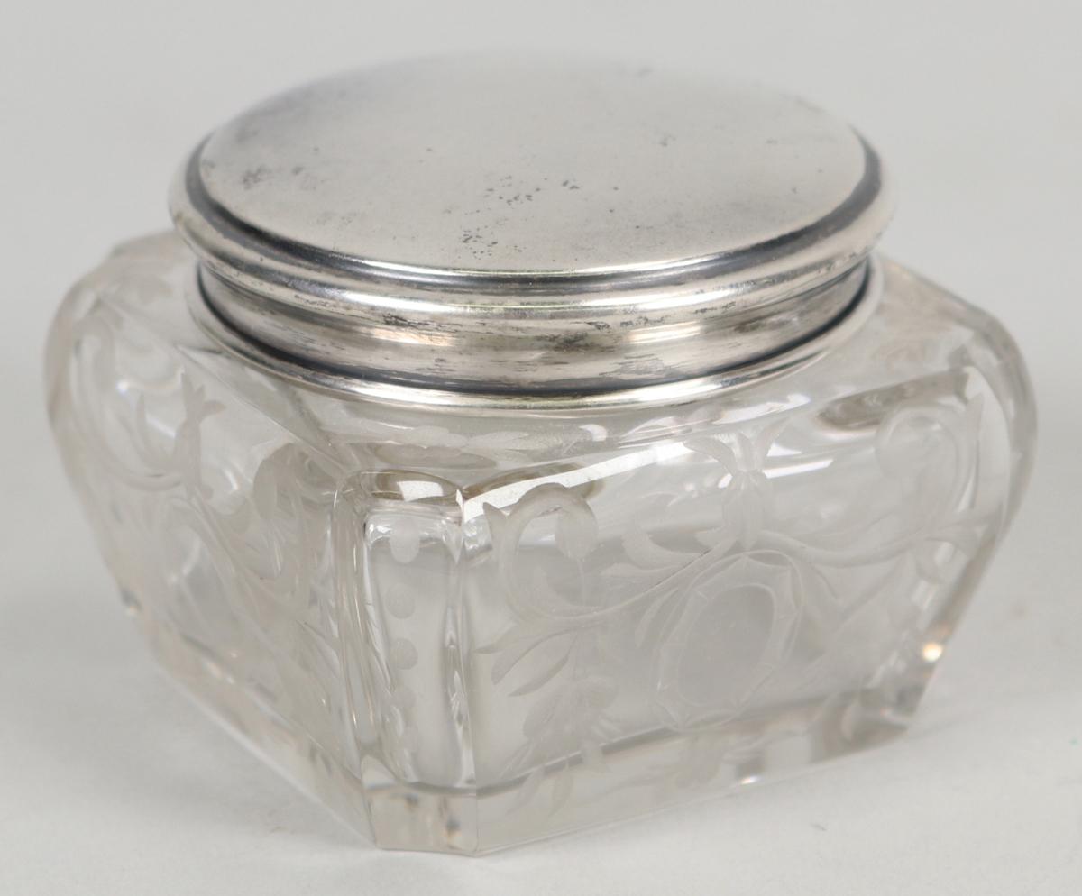 Vintage Sterling Mirror & Sterling Lidded Dresser/Vanity Jar