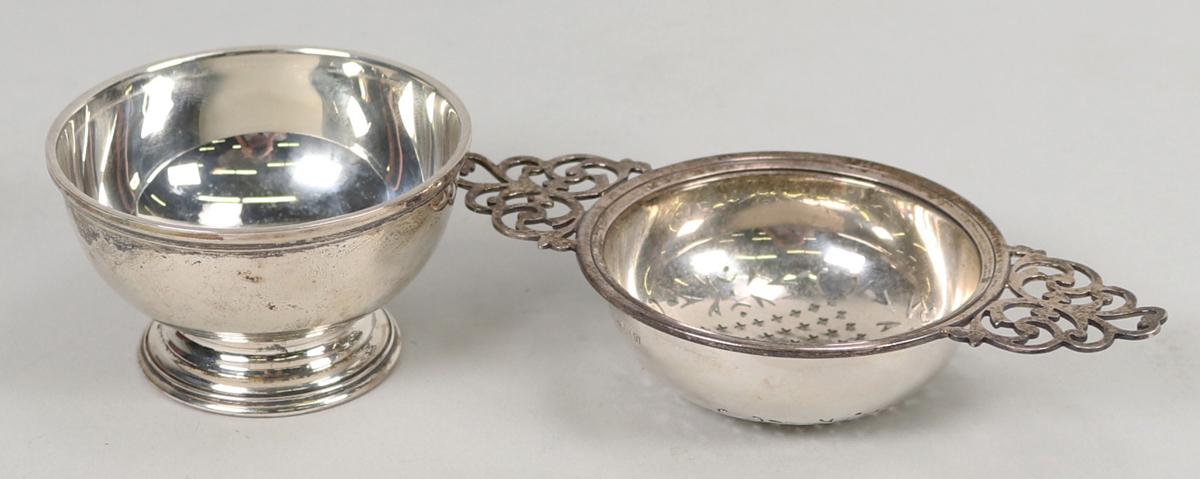 Silver "Queen Anne" Tea Strainer & Drip Bowl and