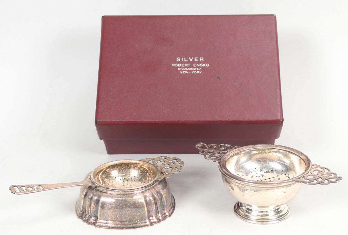 Silver "Queen Anne" Tea Strainer & Drip Bowl and