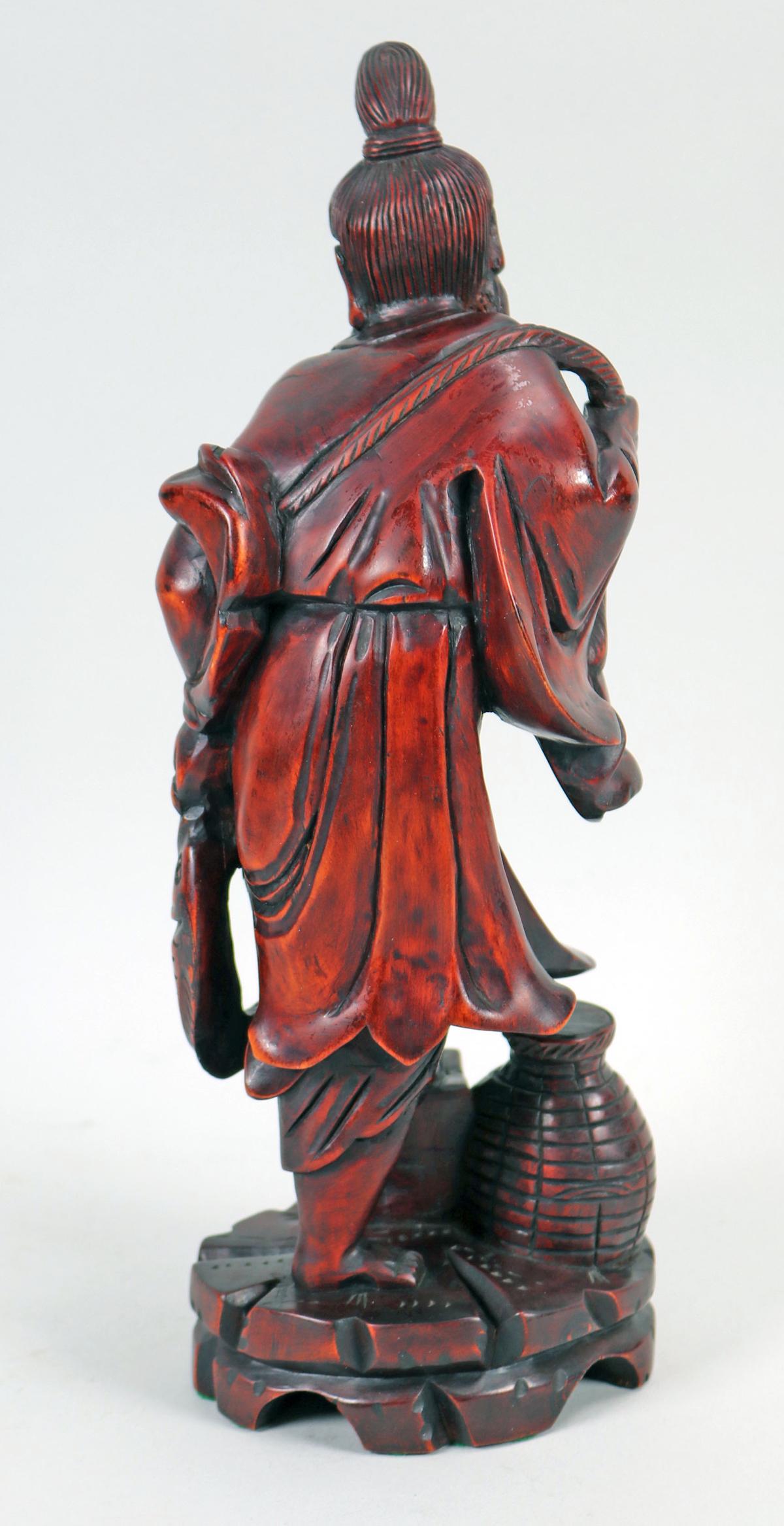 Vintage Hand Carved Fisherman - Chinese Rosewood