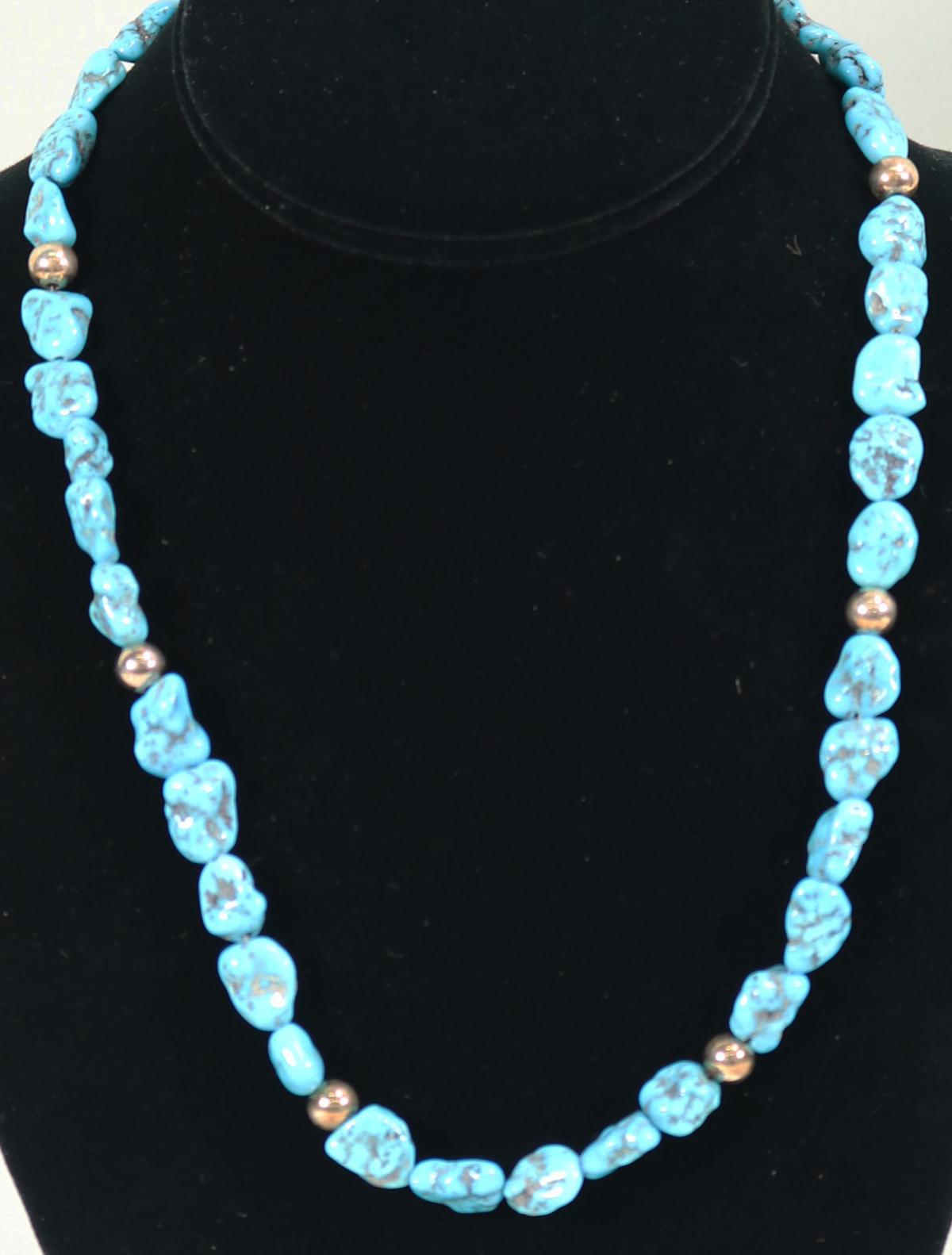 Jay King Desert Rose Trading Turquoise & Sterling Bead Necklace