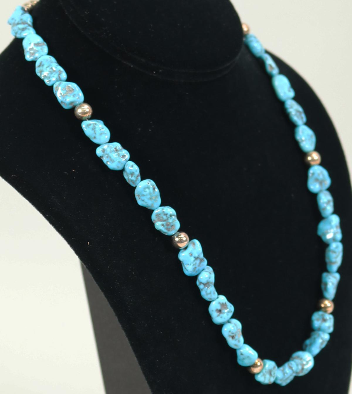 Jay King Desert Rose Trading Turquoise & Sterling Bead Necklace