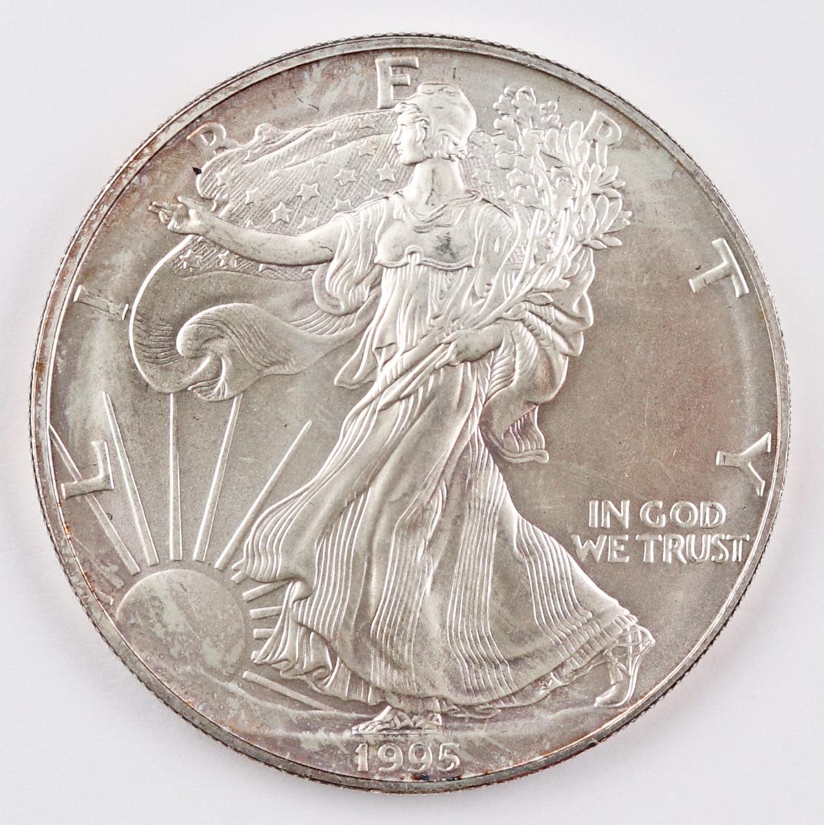 1995 Walking Liberty American Eagle Silver Dollar, 1 oz Fine Silver