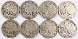 8 Walking Liberty Half Dollars