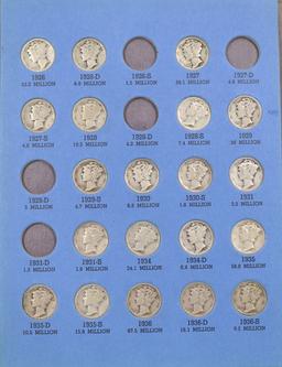 Mercury Head Dime Book, incomplete