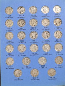 Mercury Head Dime Book, incomplete