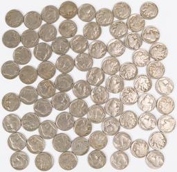 Bag of Buffalo Nickels, 70 +/- coins