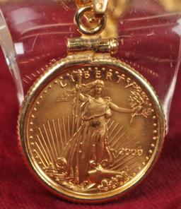 American Eagle Gold (1/10 ounce) $5 Coin, Bingo Pendant, Bracelet & Silver Ring