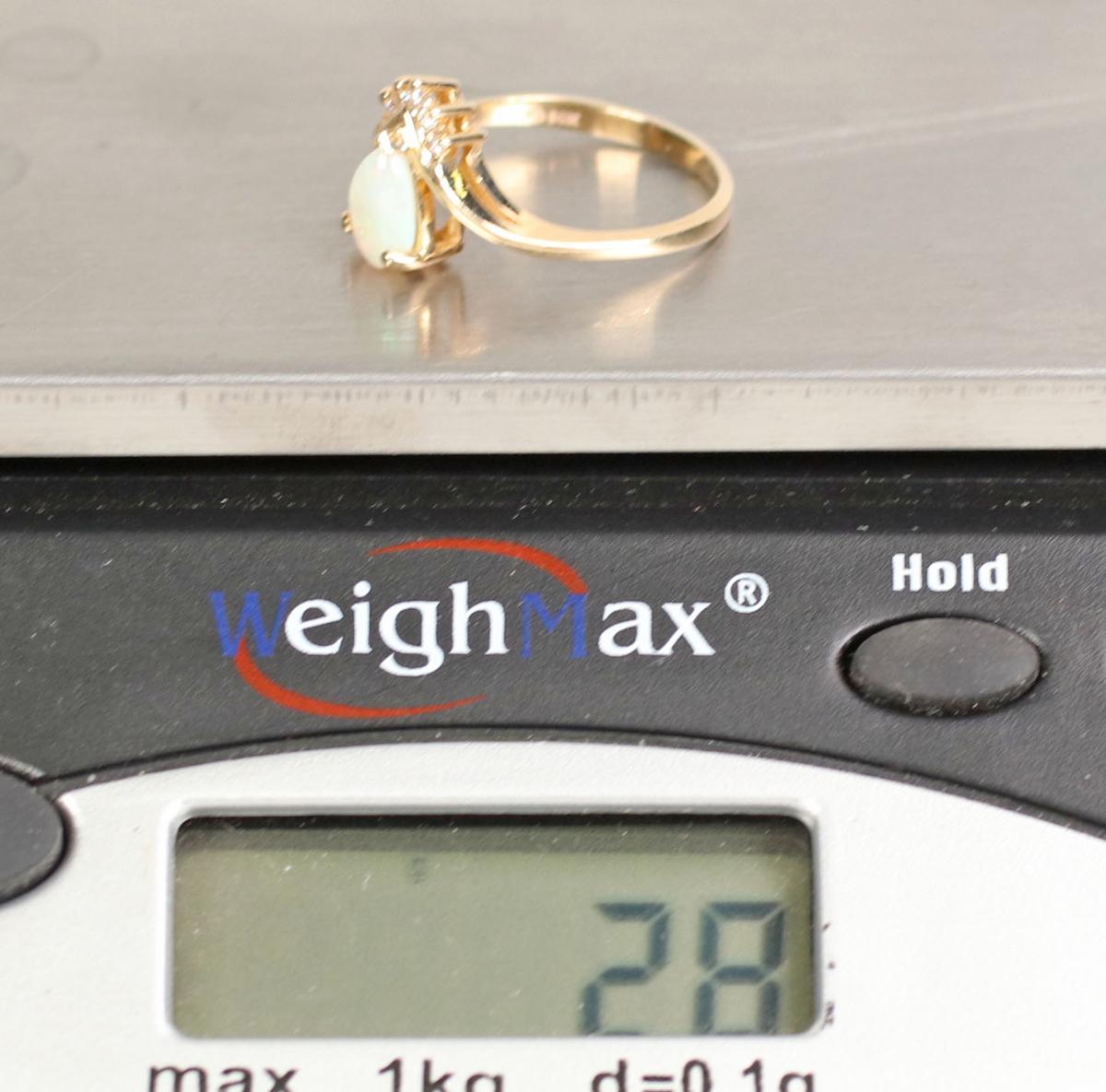 14k Fire Opal Ring w/ Diamond Accents, Sz. 7.75, 2.8 Grams