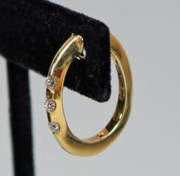 18k Gold & Diamond Earrings, 8.1 Grams