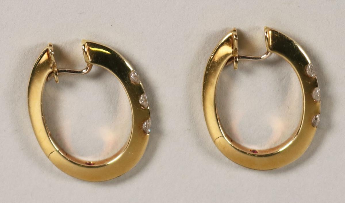 18k Gold & Diamond Earrings, 8.1 Grams