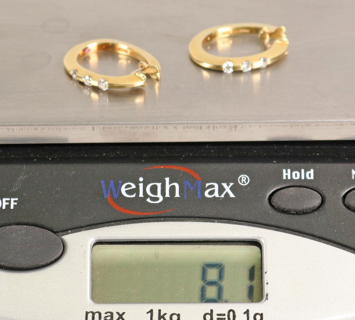 18k Gold & Diamond Earrings, 8.1 Grams