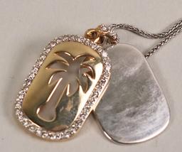 14k Palm Tree Pendant - Chain w/ Diamond Accents