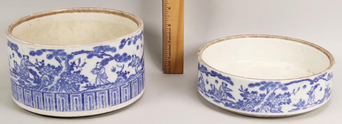 Chinese Blue & White Porcelain 2 Piece Jar