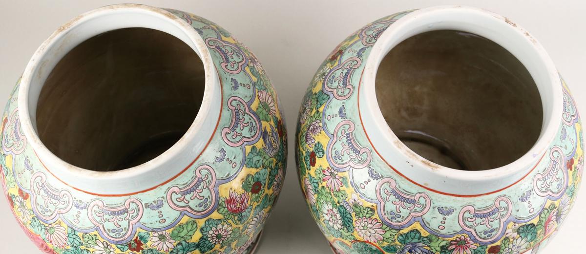 Pair of Large Chinese Porcelain Ginger Jars