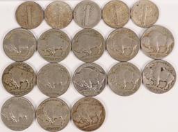 1976-D US Coin Set, 1957 $1 Blue Seal Star Note, 13 Buffalo Nickels &