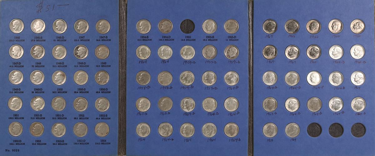 Roosevelt Dime Book 1946-1967 (Note 8 are NOT silver)