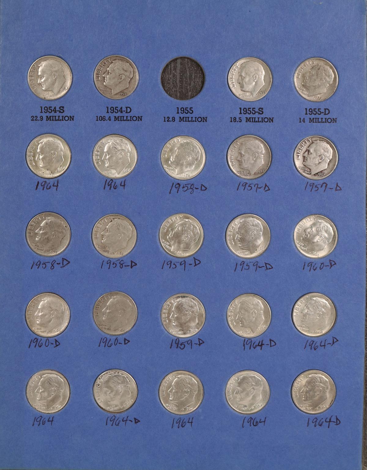 Roosevelt Dime Book 1946-1967 (Note 8 are NOT silver)