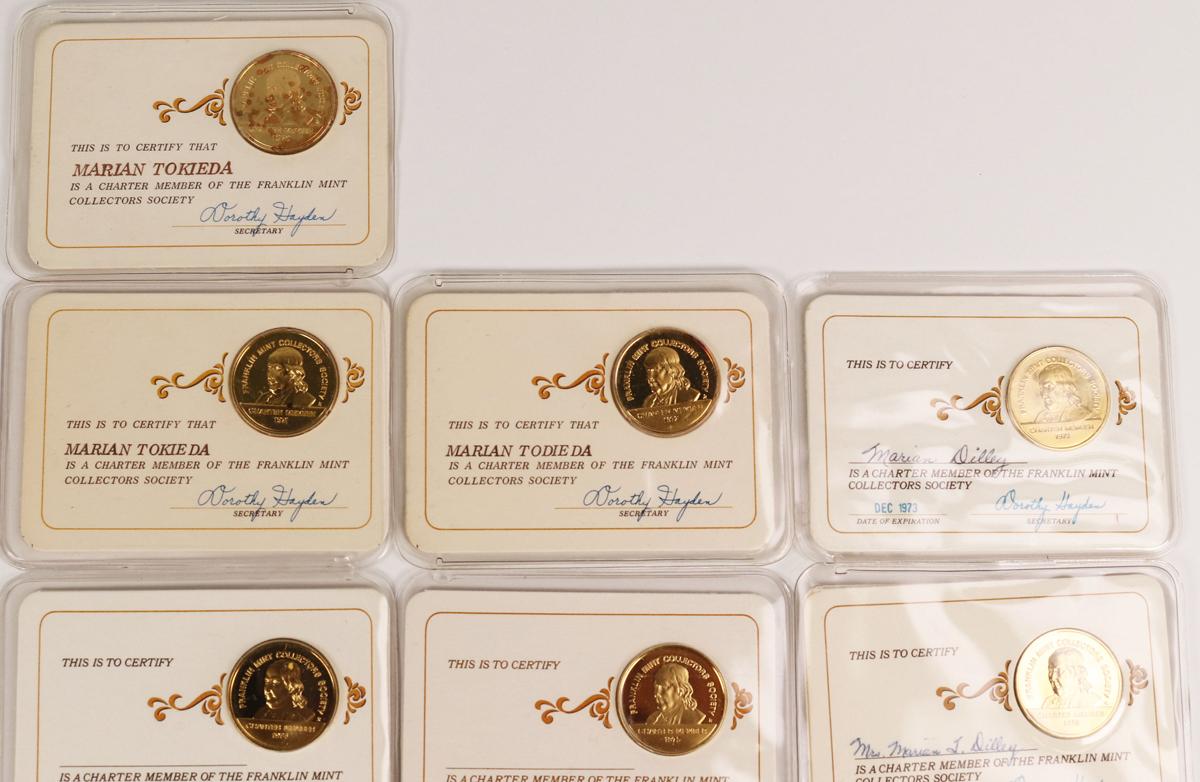 1970 - 1979 Franklin Mint Collectors Society Charter Member Tokens,