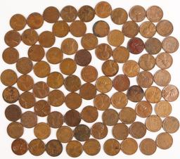 Bag of Wheat Pennies, mostly 1940-1950's, +/- 75 coins