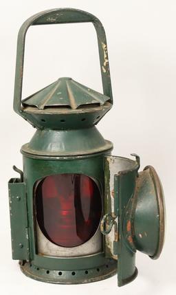 Antique Railroad Red/Blue Turn Lens Oil Lantern