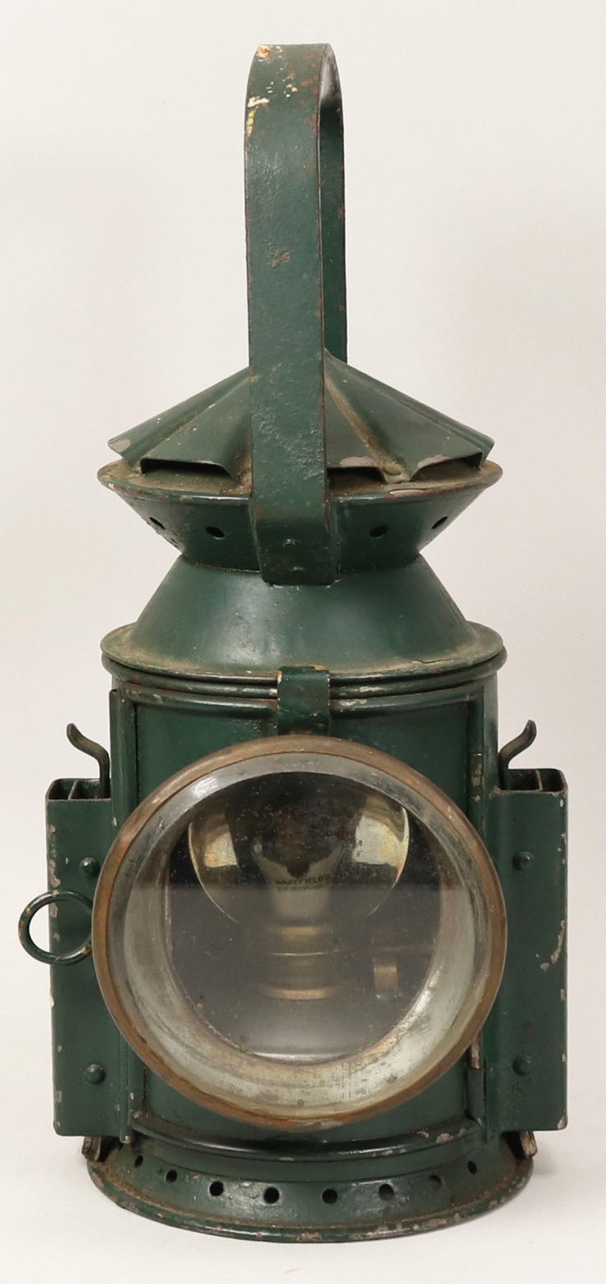 Antique Railroad Red/Blue Turn Lens Oil Lantern