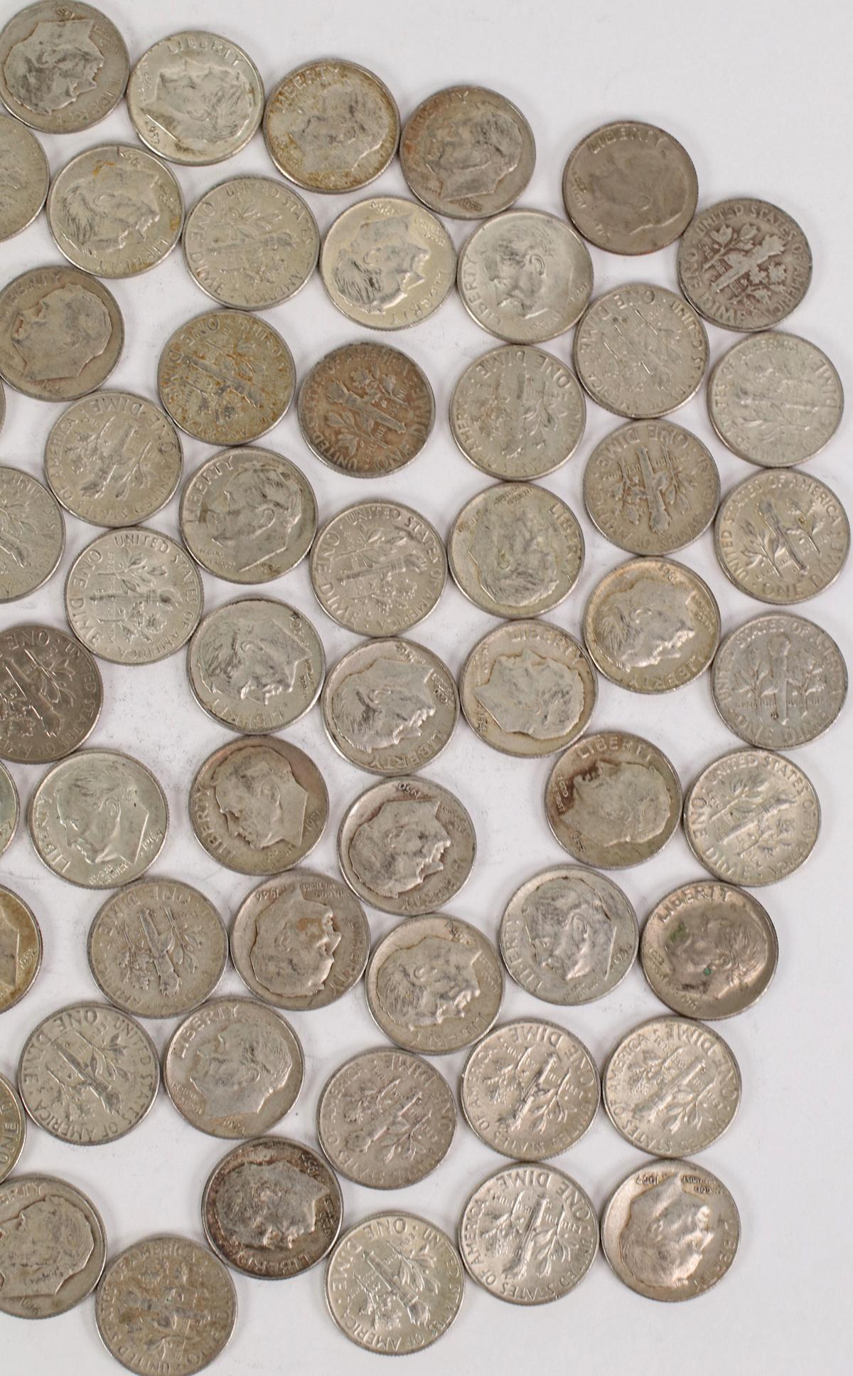 98 +/- Roosevelt Silver Dimes; various dates/mints