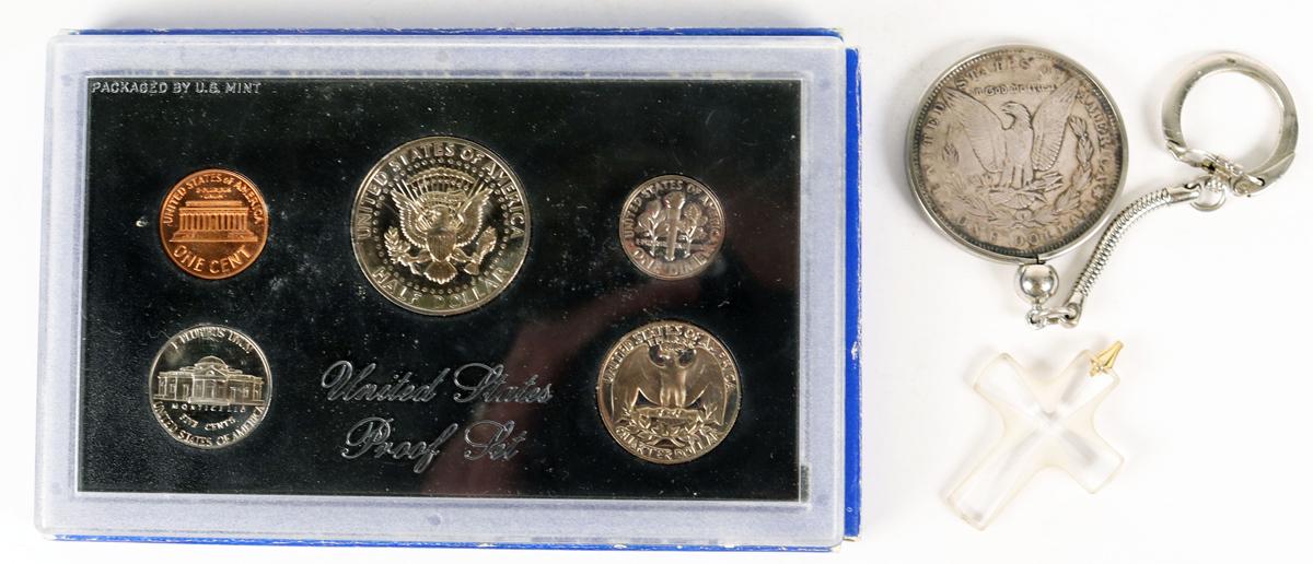 1972S U.S. Proof Set, 1888 Morgan Silver Dollar Keychain &