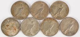7 Peace Silver Dollars; 4-1922-P,2-1923-S,1926-P